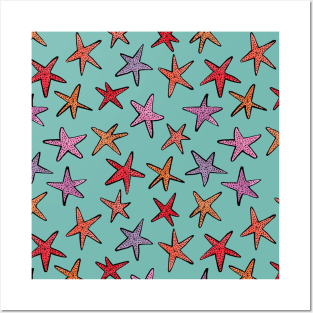 Starfishes in tropical water Posters and Art